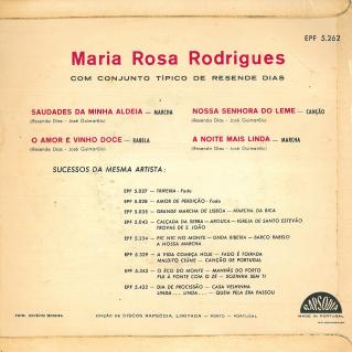 Mª Rosa Rodrigues capa contra capa